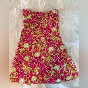 Lilly Pulitzer Petula Hot Blooming Pink and Lime Floral Strapless Dress